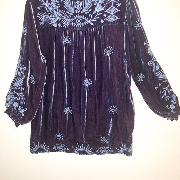 Johnny Was Dylan Velvet Double-tassel Blouse In Iridescent Blue - RARE - Small - Picture 5 of 16